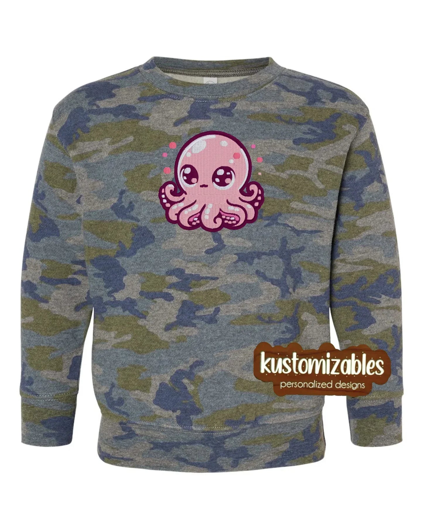 Octopus Toddler Sweatshirt - Embroidered - kustomizables