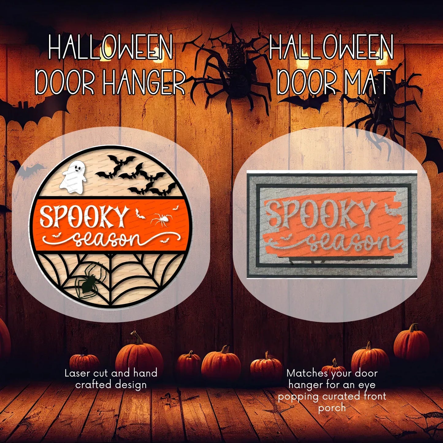 Halloween Door Hanger and Doormat Bundle - kustomizables
