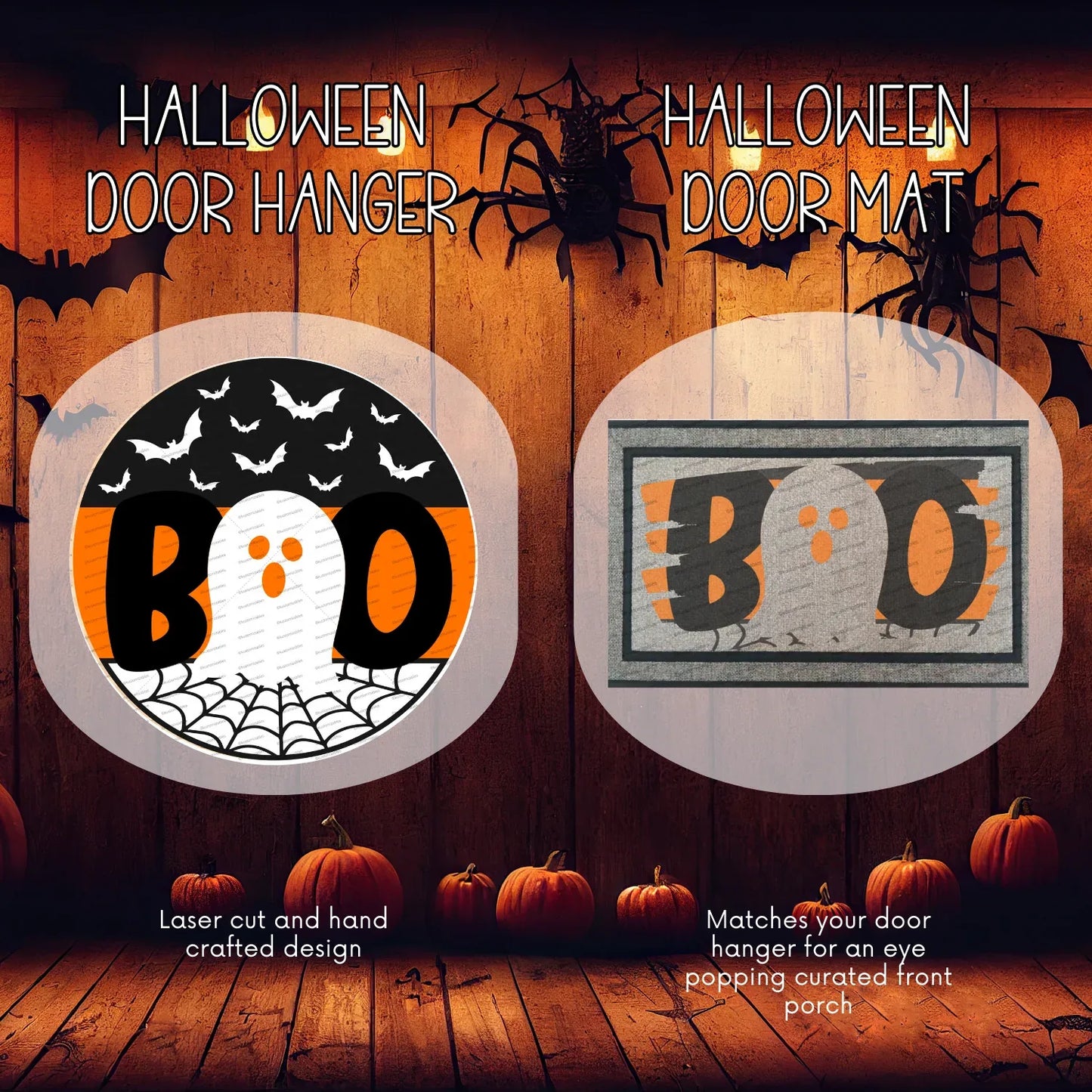 Halloween Door Hanger and Doormat Bundle - kustomizables