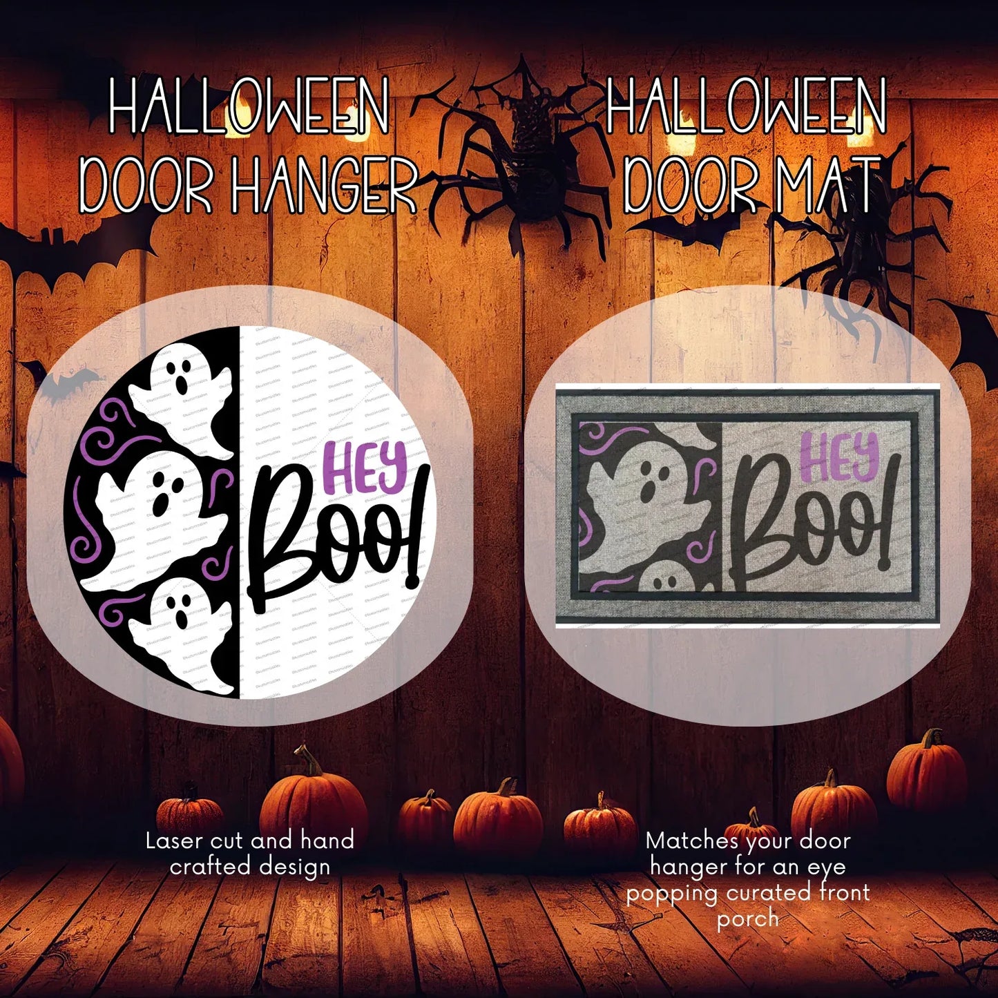 Halloween Door Hanger and Doormat Bundle - kustomizables