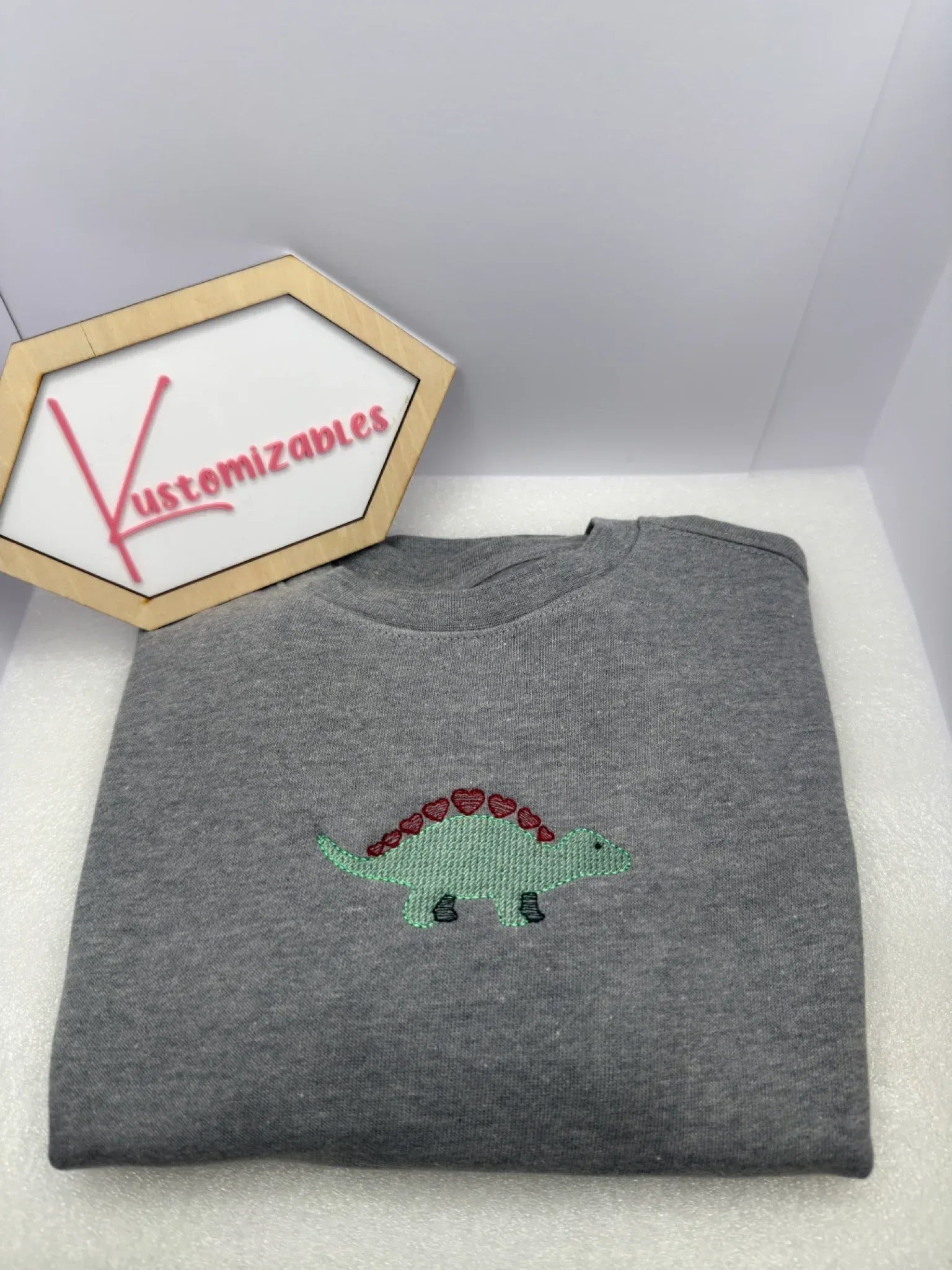 Dino Valentine Youth Sweatshirt - Embroidered - kustomizables