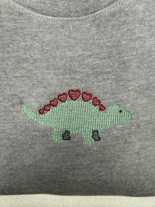 Dino Valentine Youth Sweatshirt - Embroidered - kustomizables