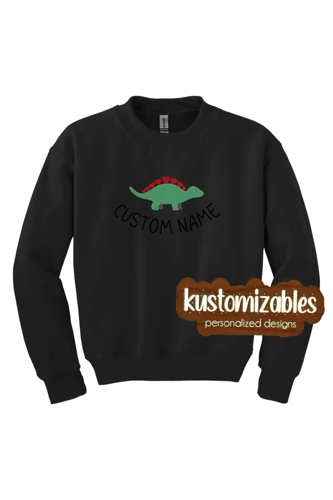 Dino Valentine Youth Sweatshirt - Embroidered - kustomizables