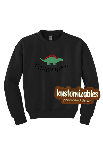 Dino Valentine Youth Sweatshirt - Embroidered - kustomizables