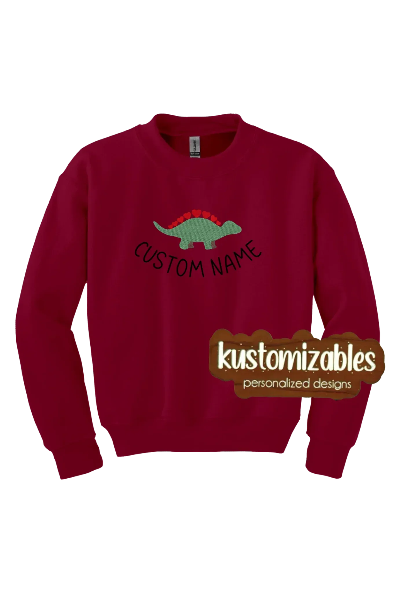 Dino Valentine Youth Sweatshirt - Embroidered - kustomizables