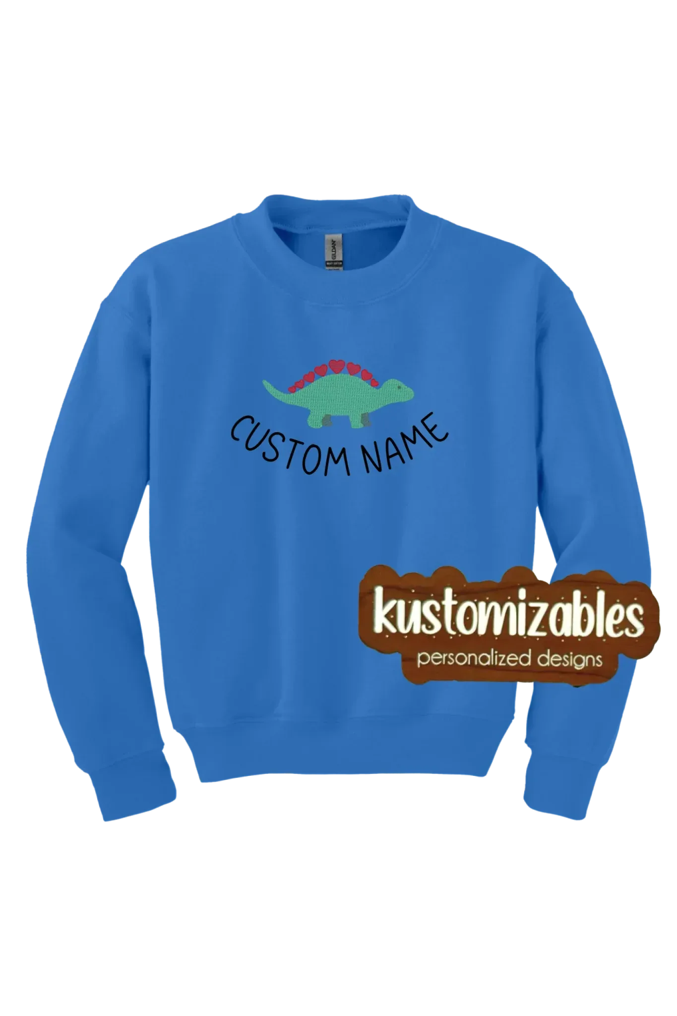 Dino Valentine Youth Sweatshirt - Embroidered - kustomizables