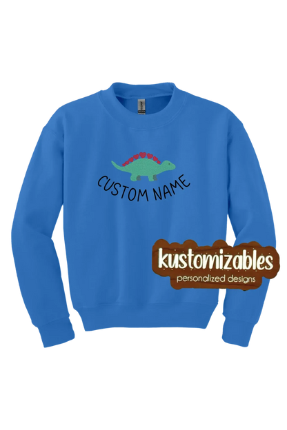Dino Valentine Youth Sweatshirt - Embroidered - kustomizables