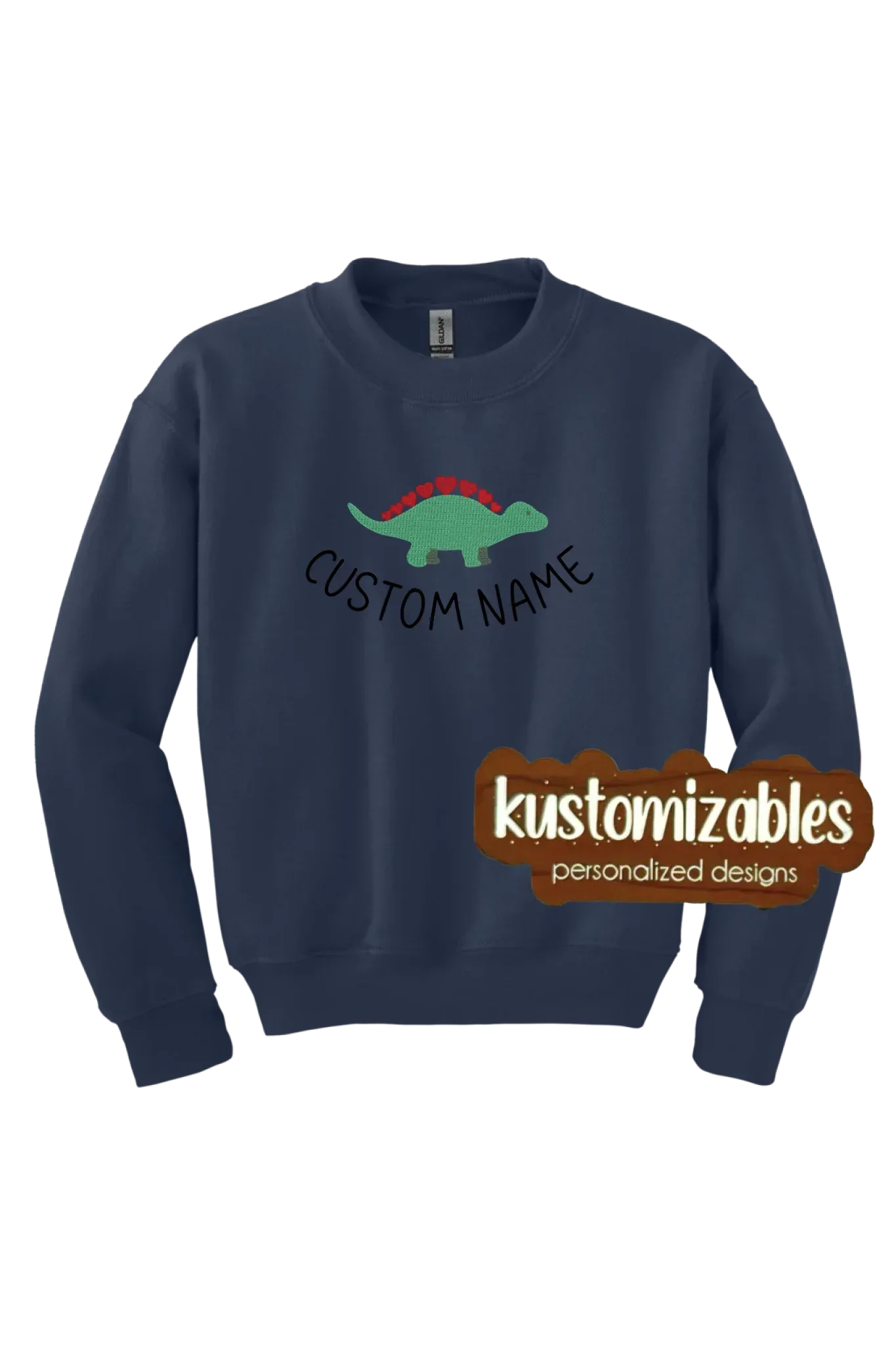 Dino Valentine Youth Sweatshirt - Embroidered - kustomizables