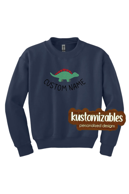 Dino Valentine Youth Sweatshirt - Embroidered - kustomizables