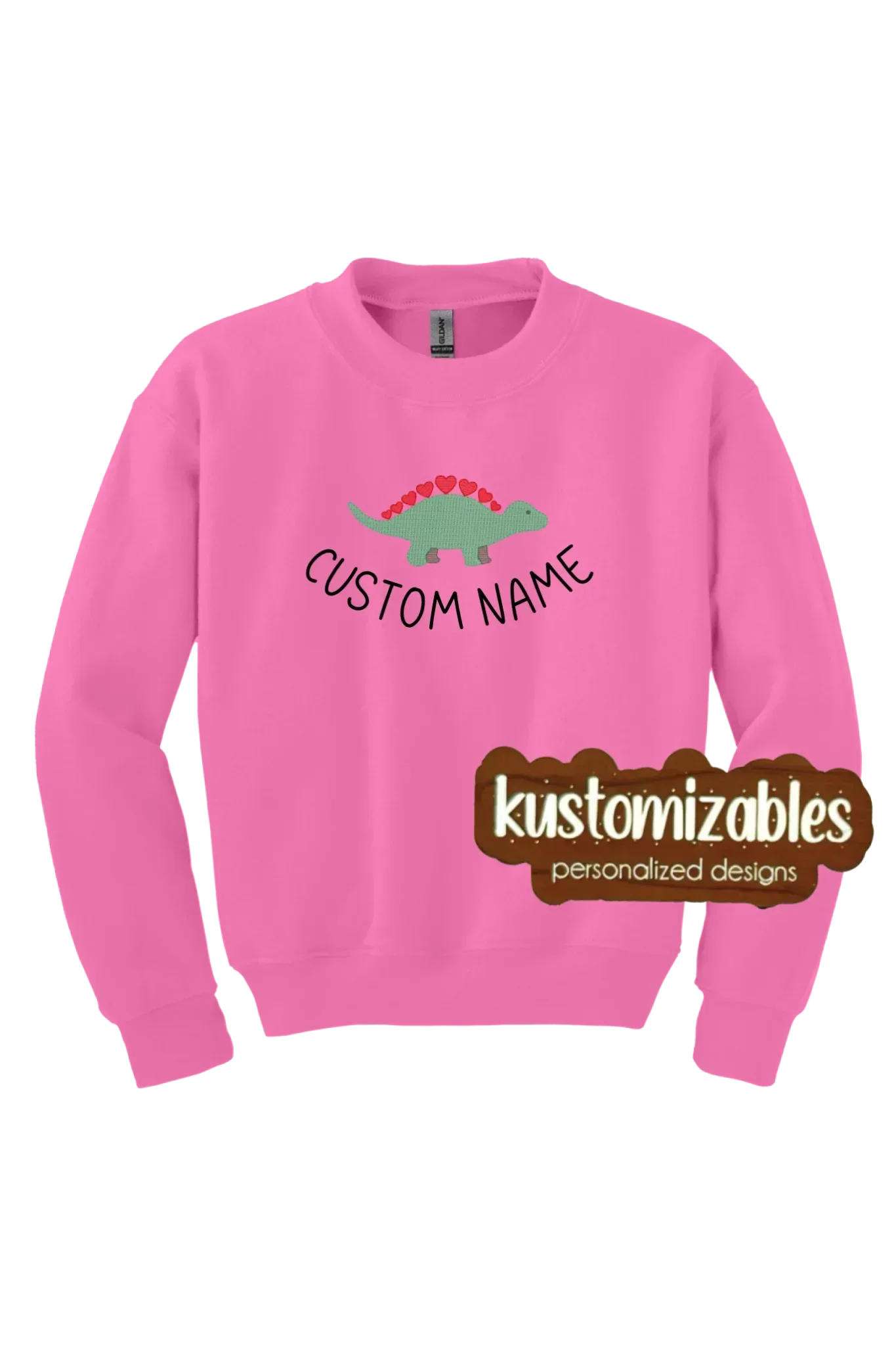 Dino Valentine Youth Sweatshirt - Embroidered - kustomizables