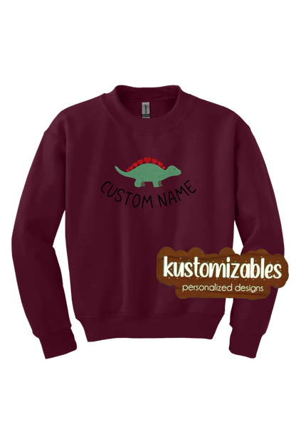 Dino Valentine Youth Sweatshirt - Embroidered - kustomizables