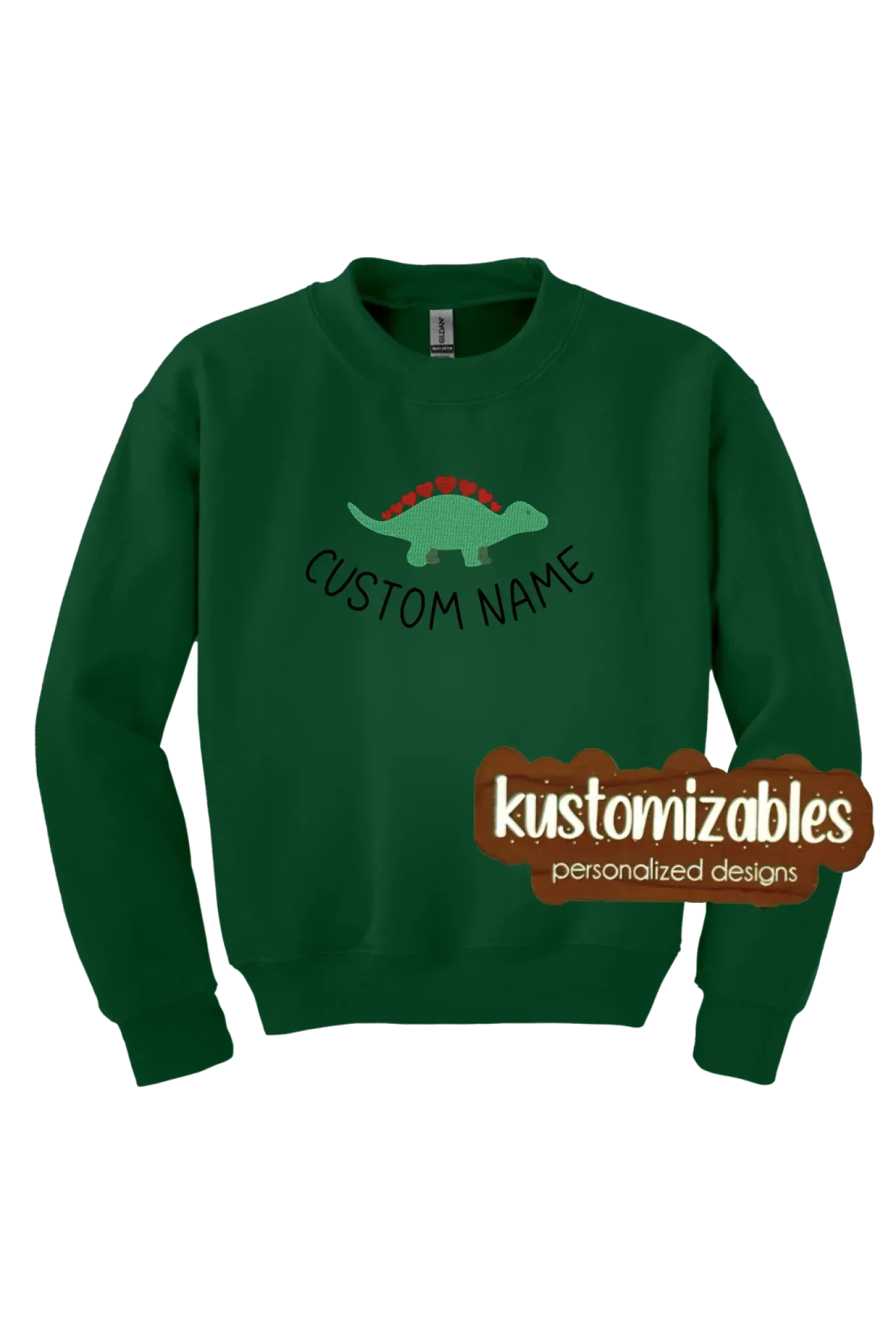 Dino Valentine Youth Sweatshirt - Embroidered - kustomizables