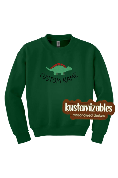 Dino Valentine Youth Sweatshirt - Embroidered - kustomizables