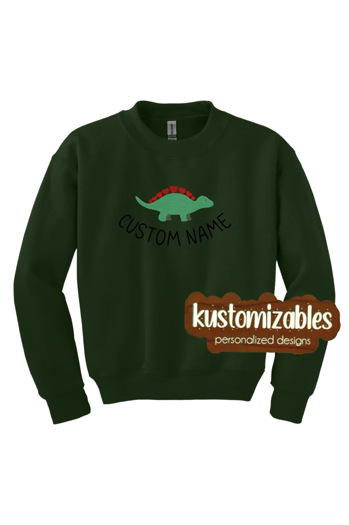 Dino Valentine Youth Sweatshirt - Embroidered - kustomizables