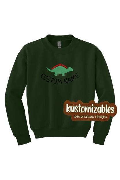 Dino Valentine Youth Sweatshirt - Embroidered - kustomizables