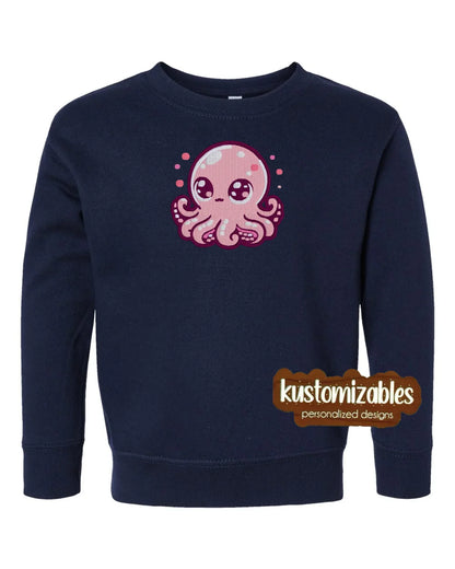 Octopus Toddler Sweatshirt - Embroidered - kustomizables