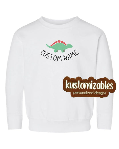 Dino Valentine Toddler Sweatshirt - Embroidered - kustomizables