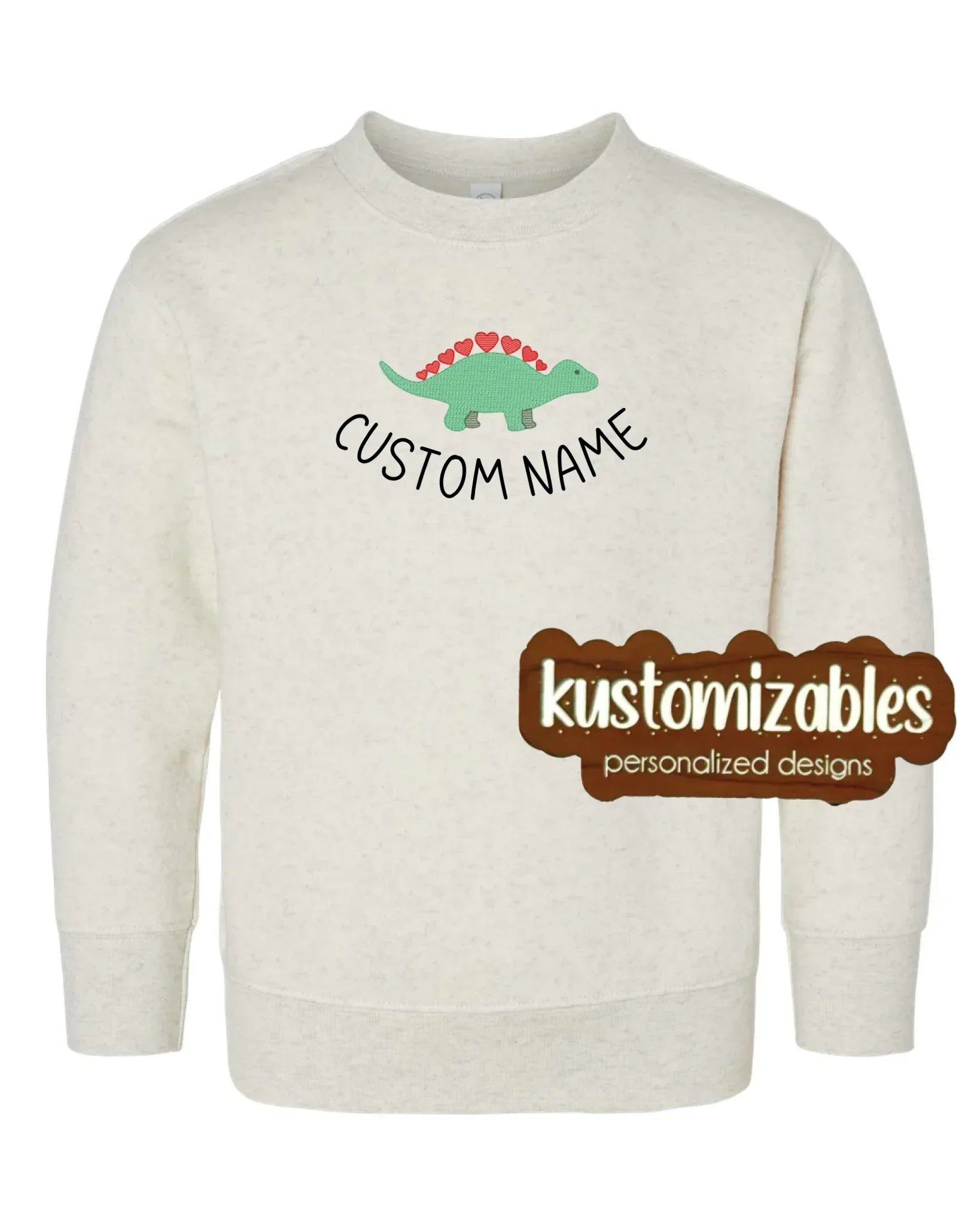 Dino Valentine Toddler Sweatshirt - Embroidered - kustomizables