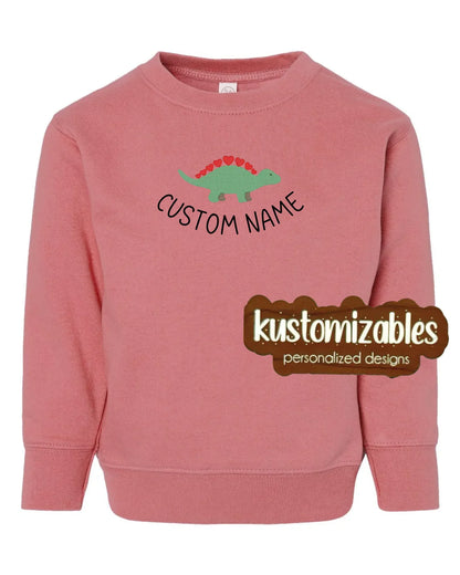 Dino Valentine Toddler Sweatshirt - Embroidered - kustomizables