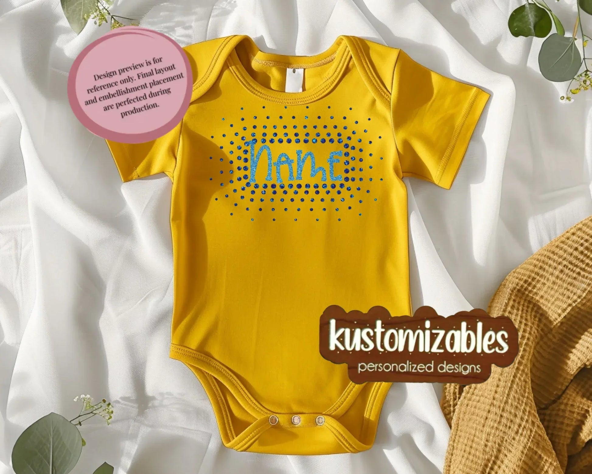 NB - 24M Glitter Starburst Offset Onesie - kustomizables