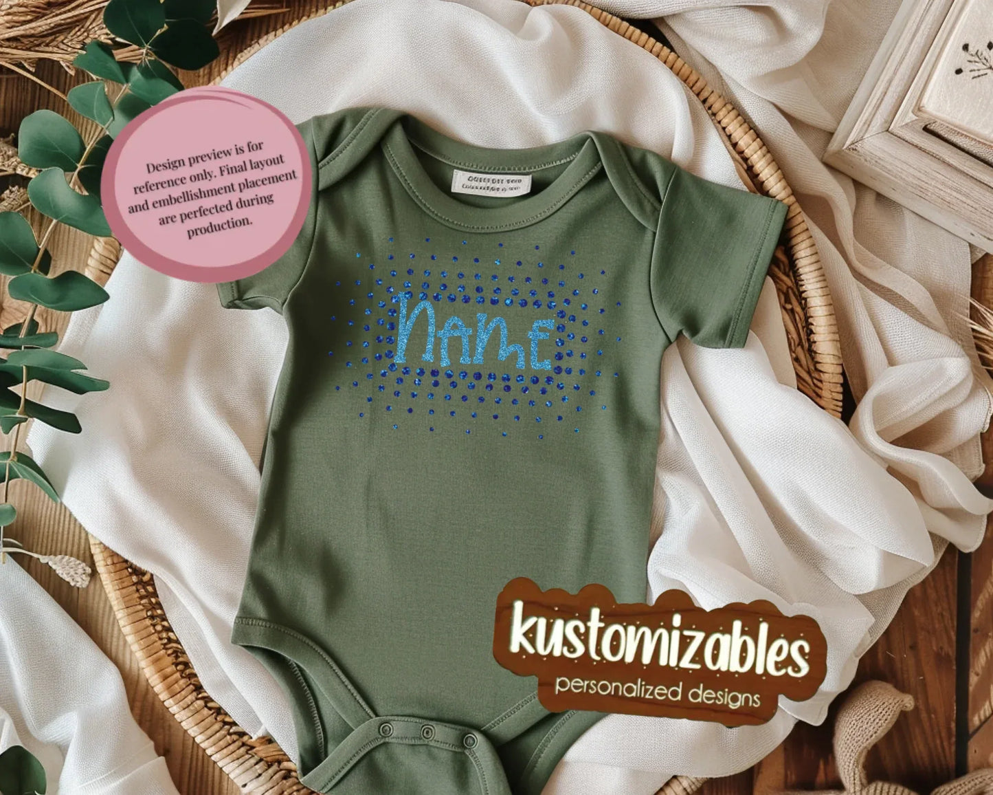 NB - 24M Glitter Starburst Offset Onesie - kustomizables
