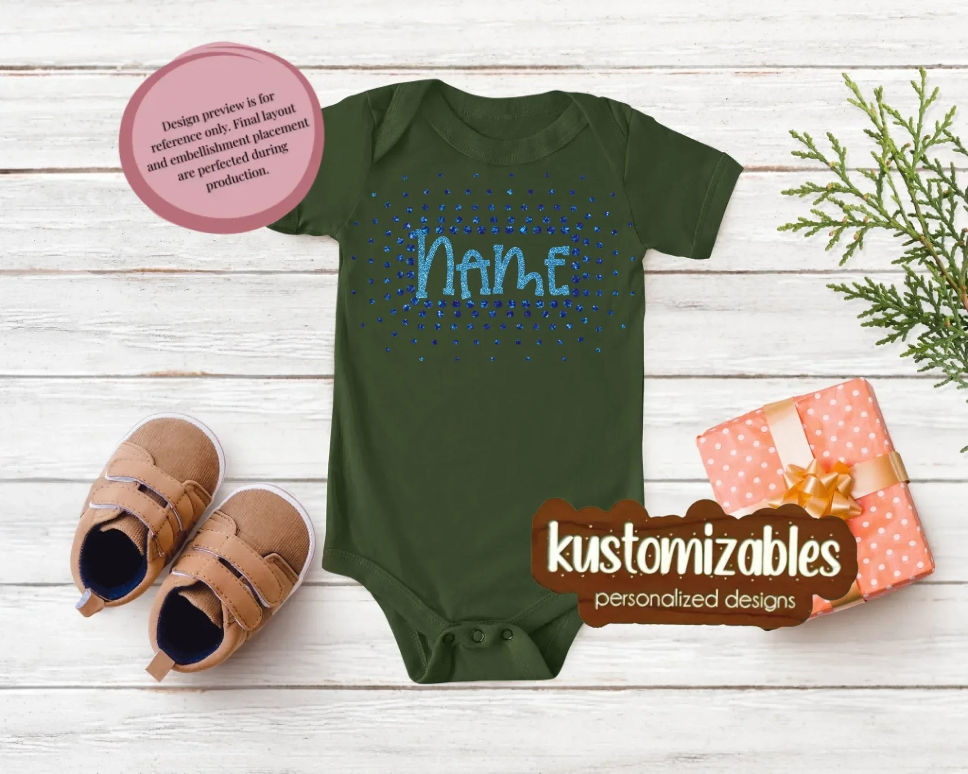 NB - 24M Glitter Starburst Offset Onesie - kustomizables