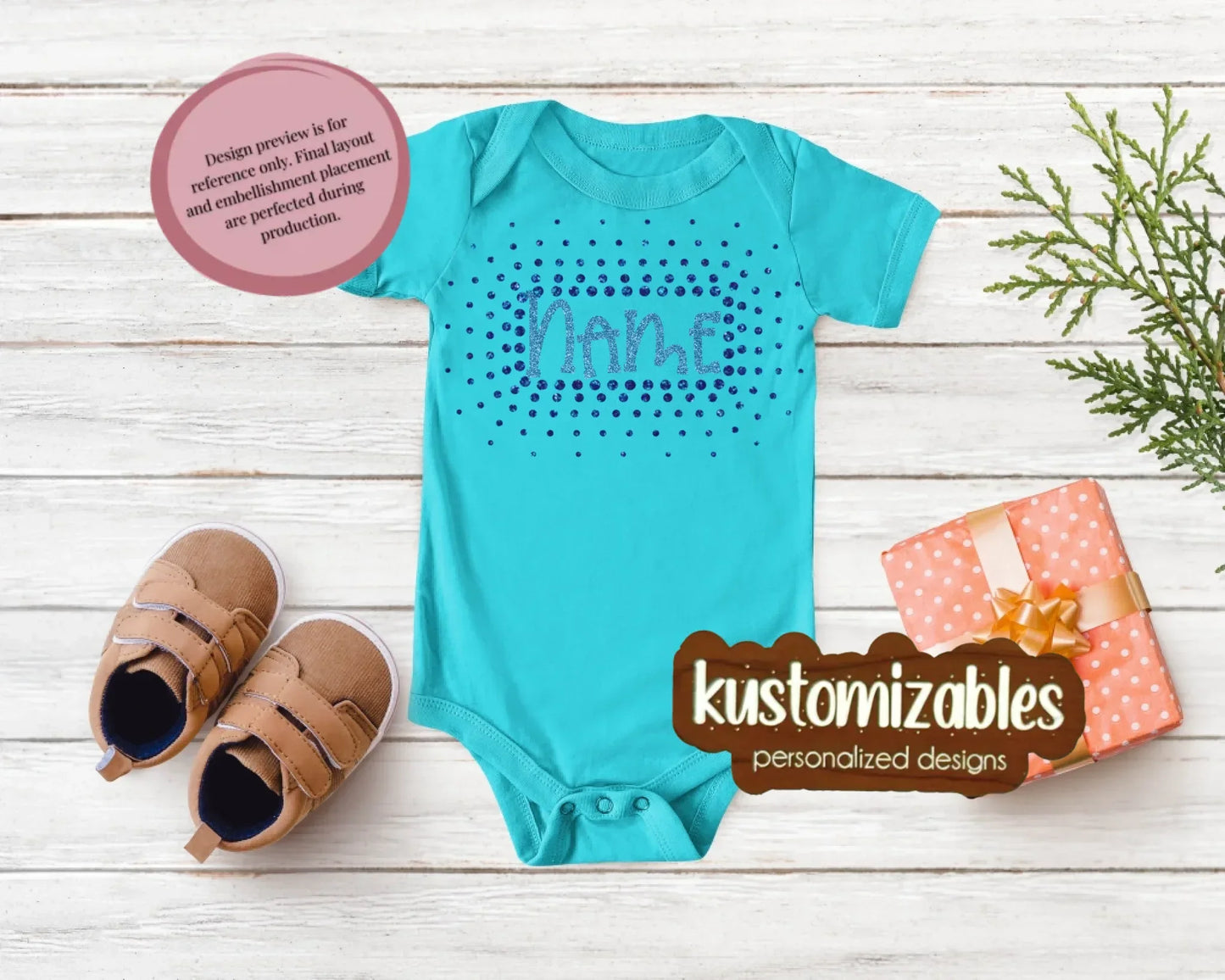 NB - 24M Glitter Starburst Offset Onesie - kustomizables