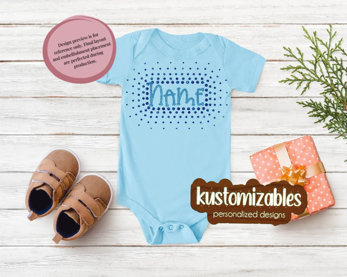 NB - 24M Glitter Starburst Offset Onesie - kustomizables