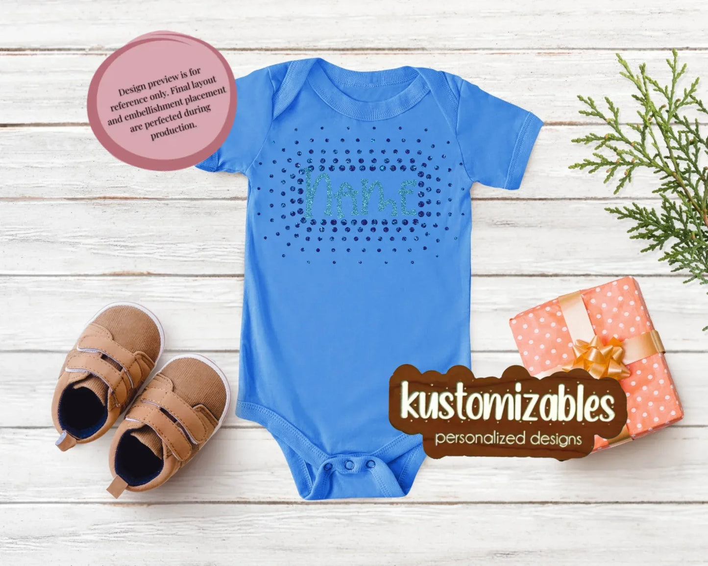 NB - 24M Glitter Starburst Offset Onesie - kustomizables