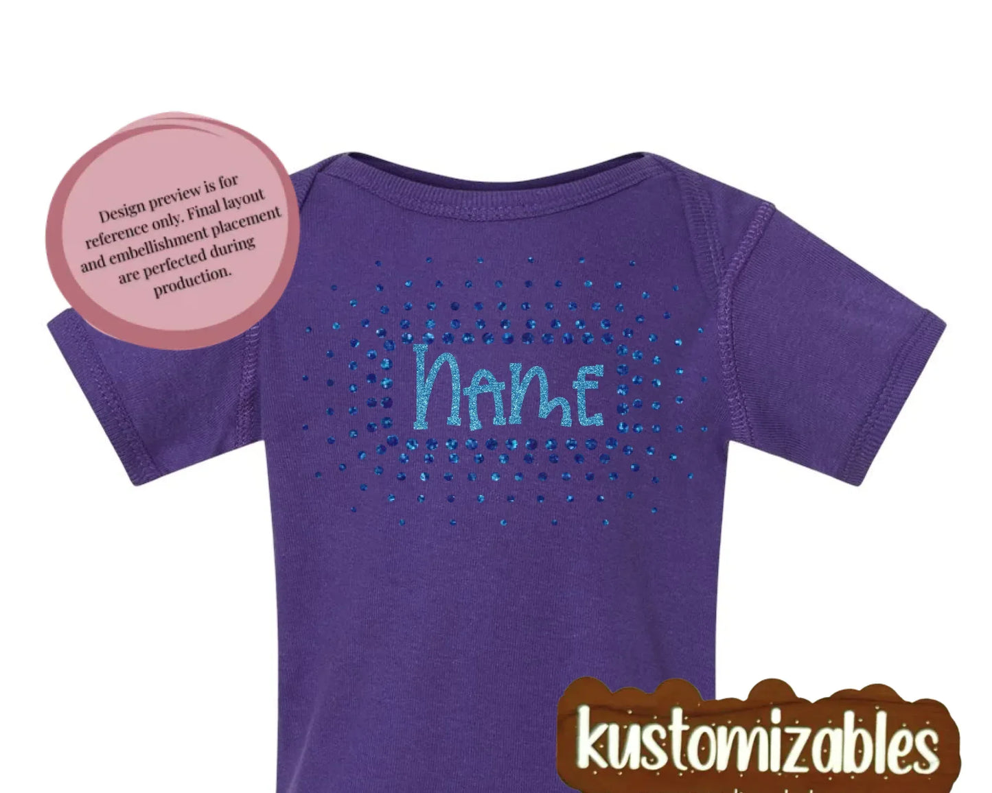 NB - 24M Glitter Starburst Offset Onesie - kustomizables