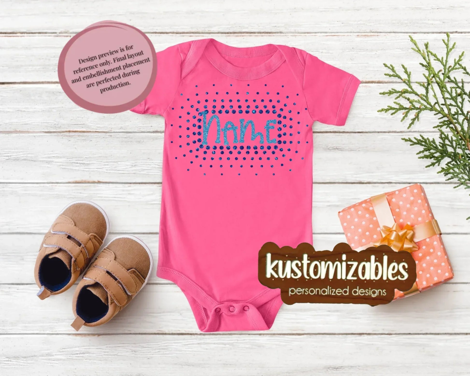 NB - 24M Glitter Starburst Offset Onesie - kustomizables