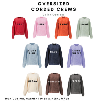 Luxe Cozy Season Embroidered Oversized Corded Crewneck