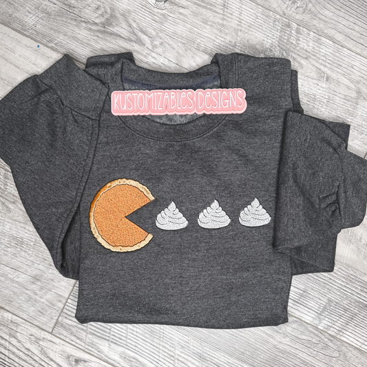 Arcade Pumpkin Pie Embroidered Thanksgiving Sweatshirt